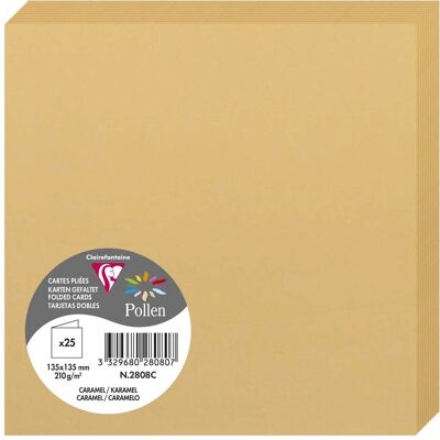 Tarjetas Pollen Caramelo de Clairefontaine - 135x135mm 210g/m² - Pack de 2 Tarjetas Pollen Caramelo de Clairefontaine - 135x135mm 210g/m² - Pack de 2
