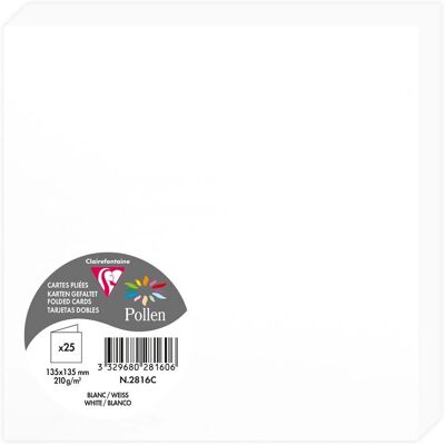 Clairefontaine Pollen Dubbelt Kort - 25 st - För inbjudningar & Scrapbooking Clairefontaine Pollen Dubbelt Kort - 25 st - För inbjudningar & Scrapbooking