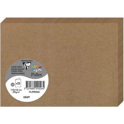 Tarjetas Pollen Kraft de Clairefontaine - 25 uds, 110x155mm, 210gsm, Pack de 3 Tarjetas Pollen Kraft de Clairefontaine - 25 uds, 110x155mm, 210gsm, Pack de 3