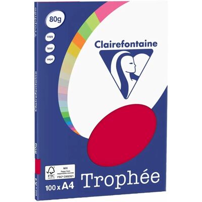 Clairefontaine Kersenrood A4 - 80 g/m² - 100 Blatt - Farbpapier Clairefontaine Kersenrood A4 - 80 g/m² - 100 Blatt - Farbpapier