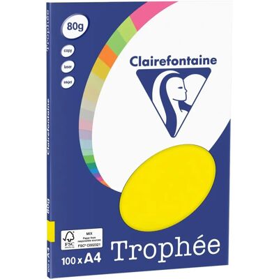 Clairefontaine Neon-Gelb A4 Farbiges Papier - 80g/100 Blatt Clairefontaine Neon-Gelb A4 Farbiges Papier - 80g/100 Blatt