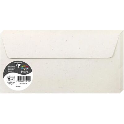 Colección Natura de Clairefontaine - Sobres reciclados 110x220mm - 20 pcs Colección Natura de Clairefontaine - Sobres reciclados 110x220mm - 20 pcs