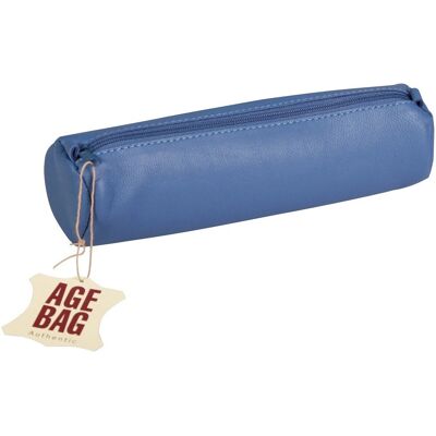 Clairefontaine Model 3329680770230 Leather Round Pencil Case - Blue Clairefontaine Model 3329680770230 Leather Round Pencil Case - Blue