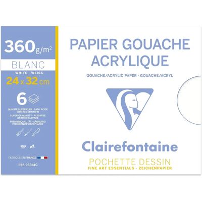 Clairefontaine 93341C Vastag Fehér Akril Papír - Nedves Technikákhoz Clairefontaine 93341C Vastag Fehér Akril Papír - Nedves Technikákhoz