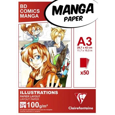 Clairefontaine 94043C Art Paper - A3, 50 Sheets - White - Resistant to Ink Bleed-Through Clairefontaine 94043C Art Paper - A3, 50 Sheets - White - Resistant to Ink Bleed-Through