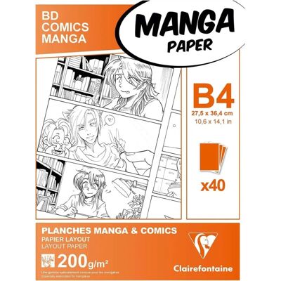 Papier Manga Clairefontaine 94049C - 40 Feuilles B4 pour Mangas Papier Manga Clairefontaine 94049C - 40 Feuilles B4 pour Mangas
