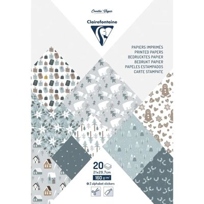 Clairefontaine Polar Jul A4 Papperspaket - Tryckta Dekorativa Ark Clairefontaine Polar Jul A4 Papperspaket - Tryckta Dekorativa Ark