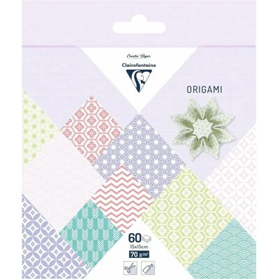 Papier Origami Clairefontaine 95634C - 60 Feuilles, 15x15cm, Couleurs Variées, Motifs de Printemps Papier Origami Clairefontaine 95634C - 60 Feuilles, 15x15cm, Couleurs Variées, Motifs de Printemps