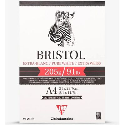 Clairefontaine Bristol 205g - Vit - Paket med 3 - Paper Clairefontaine Bristol 205g - Vit - Paket med 3 - Paper