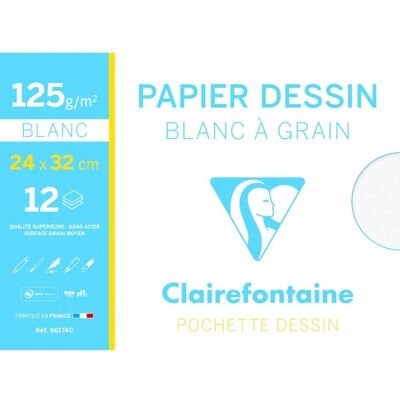Papier d'art Clairefontaine 12 feuilles - Blanc - Sans acide - 24x32cm - Publicité Papier d'art Clairefontaine 12 feuilles - Blanc - Sans acide - 24x32cm - Publicité