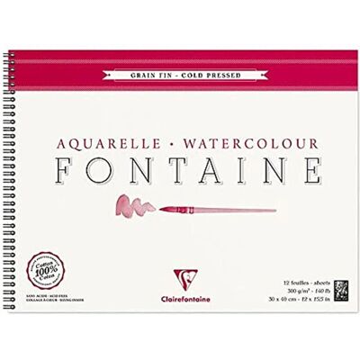 Album di carta acquerello Clairefontaine Fontaine a spirale - 12 fogli 30x40cm - Bianco Album di carta acquerello Clairefontaine Fontaine a spirale - 12 fogli 30x40cm - Bianco