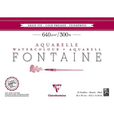 Clairefontaine 96358C Watercolor Paper Block - Fine Grain, 640g, 10 Sheets Clairefontaine 96358C Watercolor Paper Block - Fine Grain, 640g, 10 Sheets