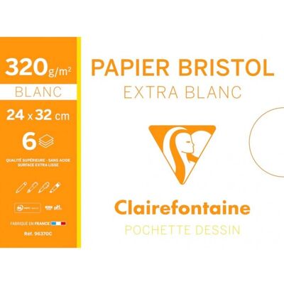 Papier d'art Clairefontaine - 6 feuilles - Blanc Papier d'art Clairefontaine - 6 feuilles - Blanc