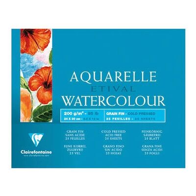 Clairefontaine - Etival 25F 24x30cm 200g grain fin - Blanco - 24x30 cm - Papel artístico Clairefontaine - Etival 25F 24x30cm 200g grain fin - Blanco - 24x30 cm - Papel artístico
