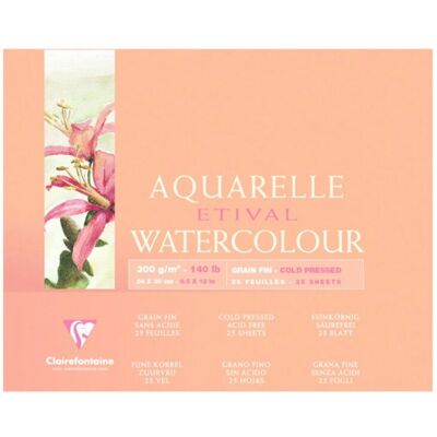 Bloc de papier d'art Clairefontaine - 25 feuilles - 300g - Grain fin - Blanc Bloc de papier d'art Clairefontaine - 25 feuilles - 300g - Grain fin - Blanc