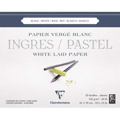 Clairefontaine konstpapperblock - 25 blad, 24x30cm, 130g, Vit Clairefontaine konstpapperblock - 25 blad, 24x30cm, 130g, Vit