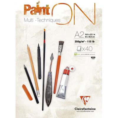Clairefontaine Fehér Papírblokk A2 - Több Technika 250gsm Clairefontaine Fehér Papírblokk A2 - Több Technika 250gsm