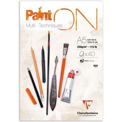 Clairefontaine A5 Multi Techniques White Paper Pad - Paper Pad Clairefontaine A5 Multi Techniques White Paper Pad - Paper Pad