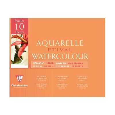 Clairefontaine 96572C Konstnärspapper - Fin Korn, 30x40cm, 10 Ark Clairefontaine 96572C Konstnärspapper - Fin Korn, 30x40cm, 10 Ark