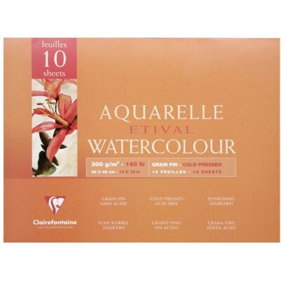 Clairefontaine Etival 36x48cm 300g grana fine - blocco carta acquerello Clairefontaine Etival 36x48cm 300g grana fine - blocco carta acquerello