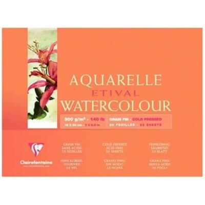 Clairefontaine Etival akvarellblock - 20x40cm, 300g, finkornigt Clairefontaine Etival akvarellblock - 20x40cm, 300g, finkornigt