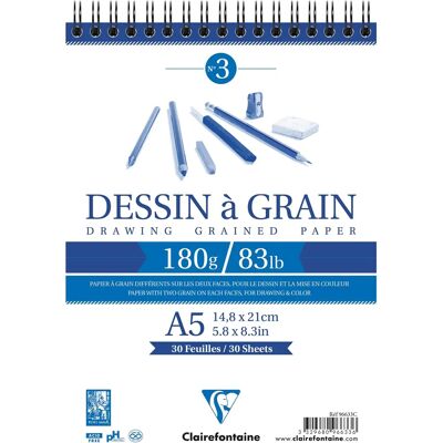 Clairefontaine 96633C Spiral-Zeichenblock - Kunstpapier 30 Blatt A5 Clairefontaine 96633C Spiral-Zeichenblock - Kunstpapier 30 Blatt A5