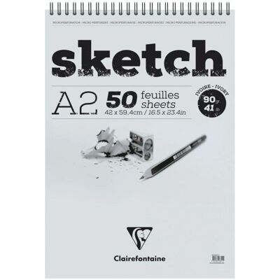Clairefontaine konstpapper - 50 ark - A2 - Elfenben - Spiralblock Clairefontaine konstpapper - 50 ark - A2 - Elfenben - Spiralblock