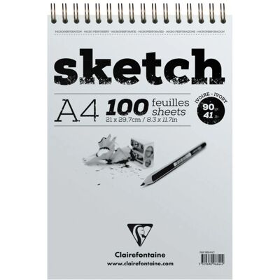 Clairefontaine Ivory Sketchbook - Heavyweight Spiral A4 - 100 Sheets Clairefontaine Ivory Sketchbook - Heavyweight Spiral A4 - 100 Sheets