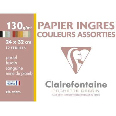 Clairefontaine 12F Pastel Konstpapper - 24x32cm - 130g - 12 Ark Clairefontaine 12F Pastel Konstpapper - 24x32cm - 130g - 12 Ark