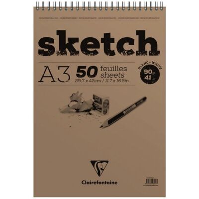 Taccuino da disegno Clairefontaine 3329680969023 - A3, 50 fogli, Bianco - Per tecniche secche Taccuino da disegno Clairefontaine 3329680969023 - A3, 50 fogli, Bianco - Per tecniche secche