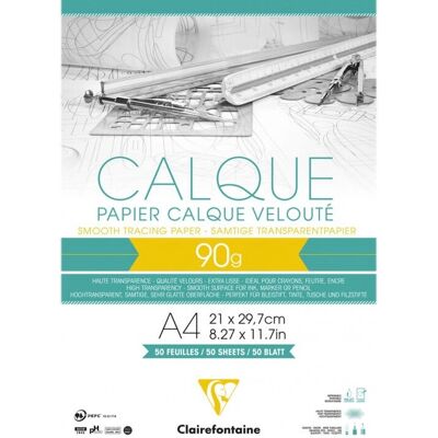 Papier calque Clairefontaine Modèle 93950 C - Transparent pour Usage Technique et Créatif Papier calque Clairefontaine Modèle 93950 C - Transparent pour Usage Technique et Créatif