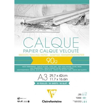 Papier calque transparent Clairefontaine - 50 feuilles Papier calque transparent Clairefontaine - 50 feuilles
