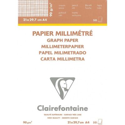 Clairefontaine Konstnärspapper - 50 Ark - Millimeter - Sépia Clairefontaine Konstnärspapper - 50 Ark - Millimeter - Sépia