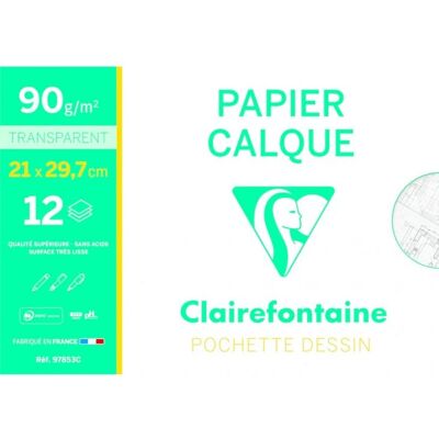 Clairefontaine 97853C - Papier calque - Lot de 10 feuilles - France - Publicité Clairefontaine 97853C - Papier calque - Lot de 10 feuilles - France - Publicité
