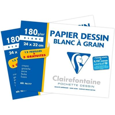 Clairefontaine - 196177AMZC - 180 g A4+ - Papier à dessin Clairefontaine - 196177AMZC - 180 g A4+ - Papier à dessin