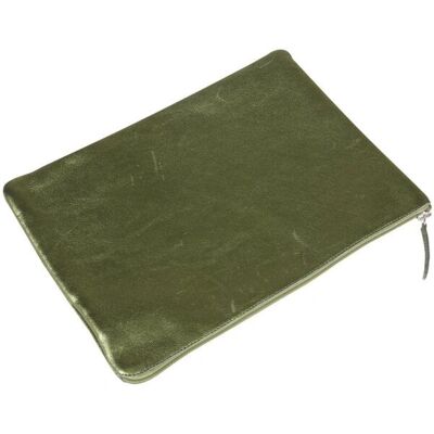 Trousse en cuir Clairefontaine 400027C - 23x32cm - Vert - Publicité Trousse en cuir Clairefontaine 400027C - 23x32cm - Vert - Publicité