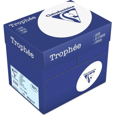 Papier de Copie Bleu Pastel Trophée Clairefontaine - A4 80g - 5 Ramettes - Publicité Papier de Copie Bleu Pastel Trophée Clairefontaine - A4 80g - 5 Ramettes - Publicité