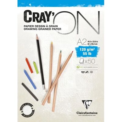 Clairefontaine Cray'ON Sketchbook - 50 Sheets, A4, Extra White Clairefontaine Cray'ON Sketchbook - 50 Sheets, A4, Extra White