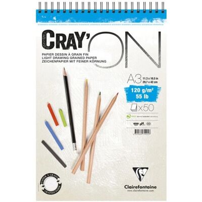 Clairefontaine 975025C Carnet de croquis - Spiral, A3, 120g, Blanc Clairefontaine 975025C Carnet de croquis - Spiral, A3, 120g, Blanc