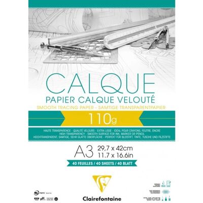 Clairefontaine A3 Transparent Paper 40 Sheets Clairefontaine A3 Transparent Paper 40 Sheets