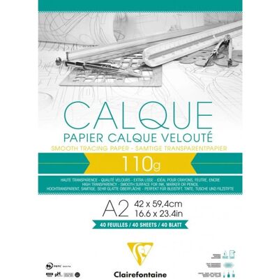 Clairefontaine Transparent Tracing Paper - A2, 110g, 2-pack Clairefontaine Transparent Tracing Paper - A2, 110g, 2-pack