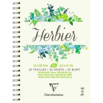 Clairefontaine Herbarium Spiralanteckningsbok - A4 32 Blad - Vit Clairefontaine Herbarium Spiralanteckningsbok - A4 32 Blad - Vit