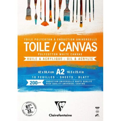 Clairefontaine A2 Vit Målarcanvas - 10 Ark Clairefontaine A2 Vit Målarcanvas - 10 Ark