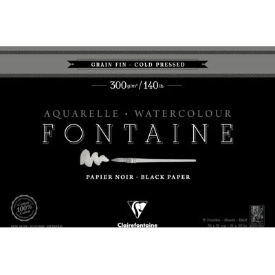 Papel de Arte Fontaine Negro - 15F 36x51cm 300g Grano Fino Papel de Arte Fontaine Negro - 15F 36x51cm 300g Grano Fino