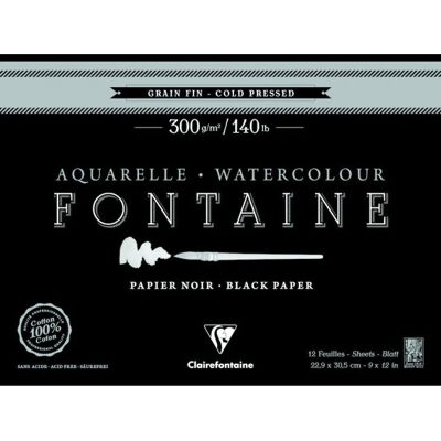 Clairefontaine 975308C - Negro - 300 g - Bloc de papel artístico Clairefontaine 975308C - Negro - 300 g - Bloc de papel artístico