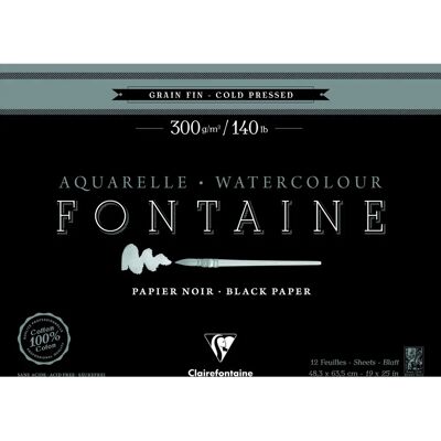 Clairefontaine Fontaine Nero 12F 48,3x63,5cm 300g grana fine - Carta acquerello Clairefontaine Fontaine Nero 12F 48,3x63,5cm 300g grana fine - Carta acquerello