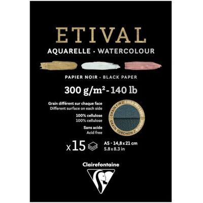 Clairefontaine 975317C Kunstdruckpapier - Schwarz - 15 Blätter Clairefontaine 975317C Kunstdruckpapier - Schwarz - 15 Blätter