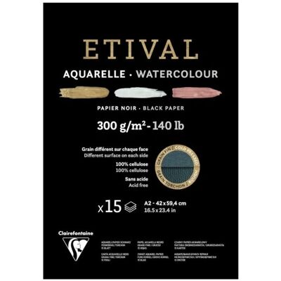 Bloc de papier d'art Clairefontaine 975320C - Aquarelle, A2, 15 feuilles, noir - Publicité Bloc de papier d'art Clairefontaine 975320C - Aquarelle, A2, 15 feuilles, noir - Publicité