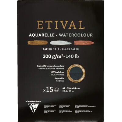 Clairefontaine Etival Black Double Grain A1 Watercolor Paper - Art Supplies Clairefontaine Etival Black Double Grain A1 Watercolor Paper - Art Supplies
