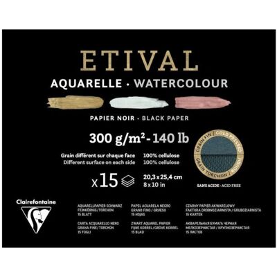 Clairefontaine 975322C Kunstdruckpapier - 15 Blätter - Schwarz - Kunstpapierblock Clairefontaine 975322C Kunstdruckpapier - 15 Blätter - Schwarz - Kunstpapierblock